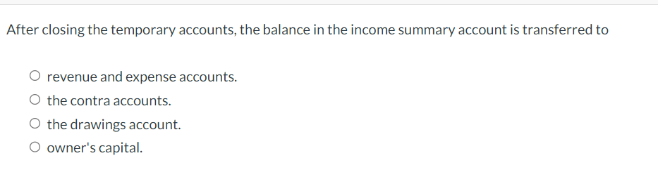 After closing the temporary accounts, the balance