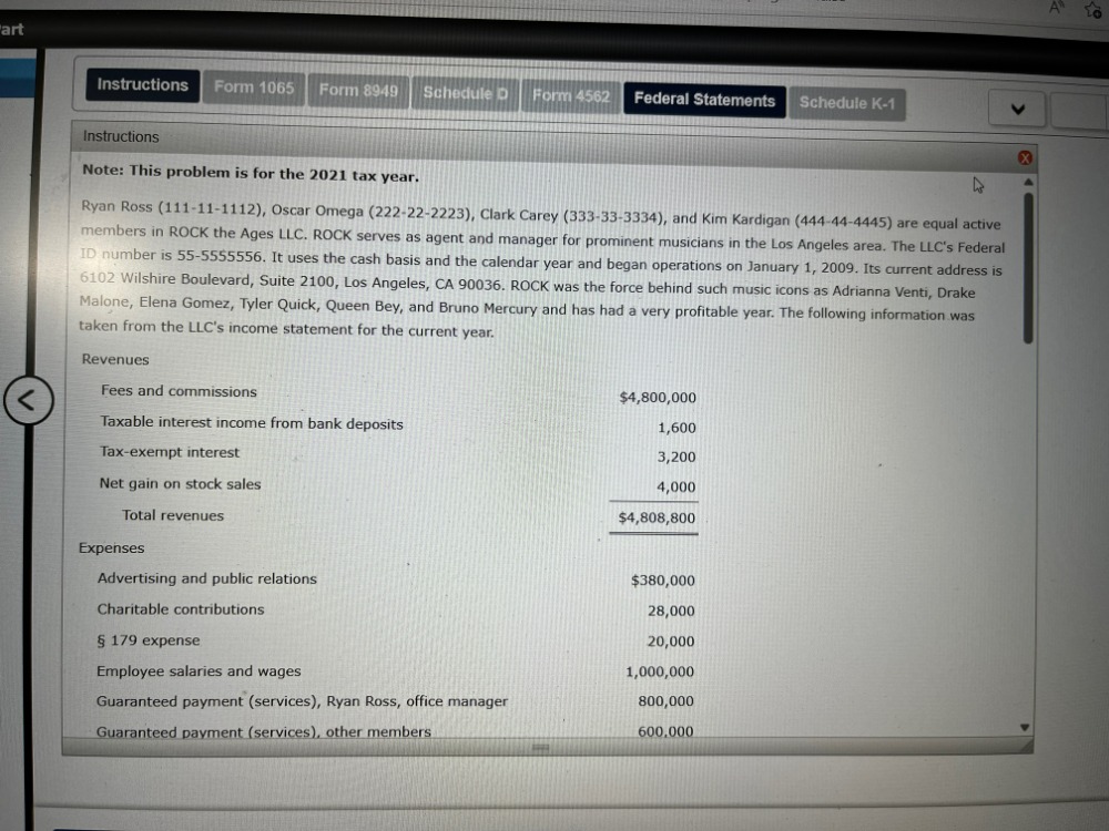 art Instructions Form 1065 Form 8949 Schedule D
