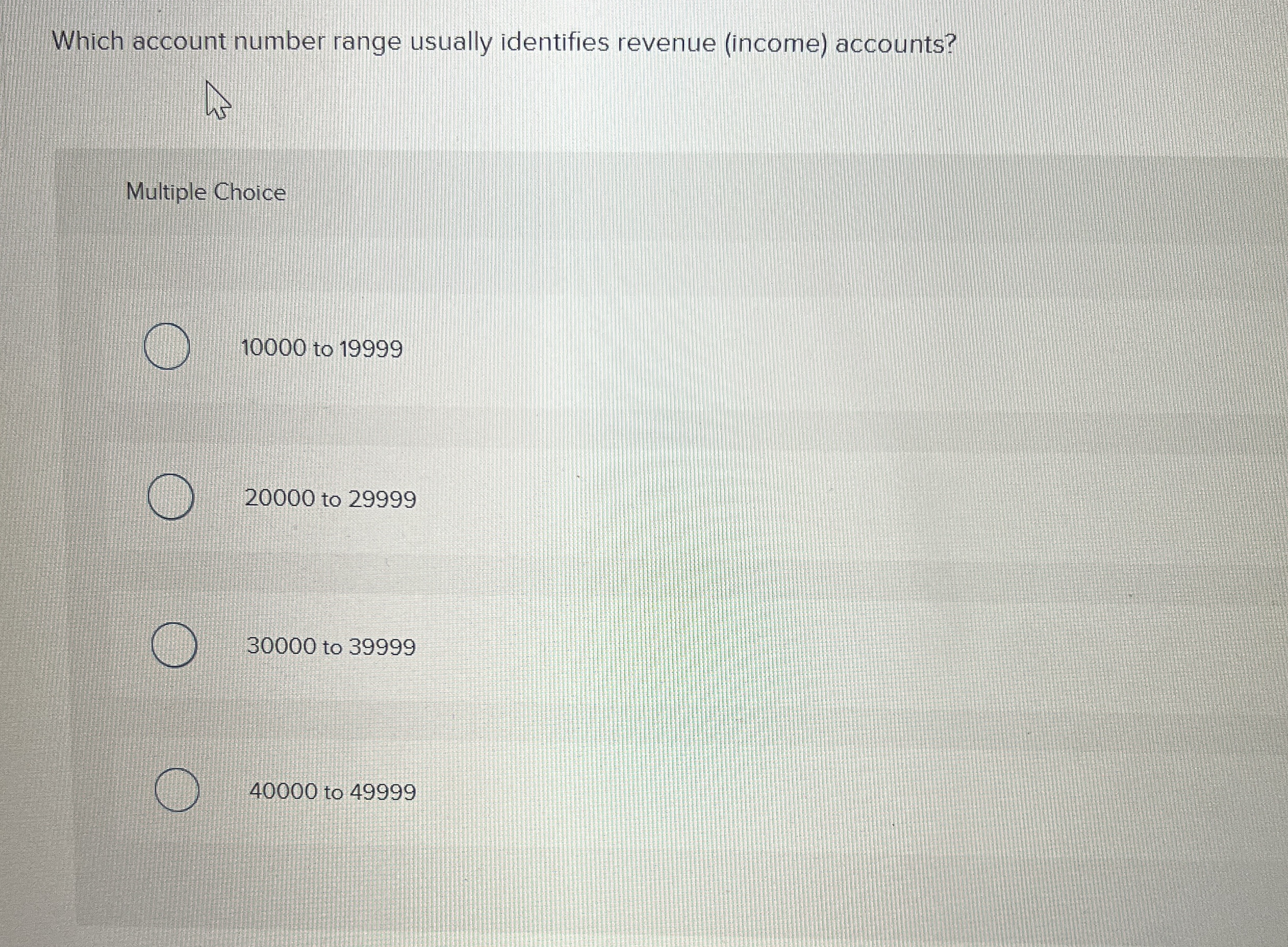 Which account number range usually identifies