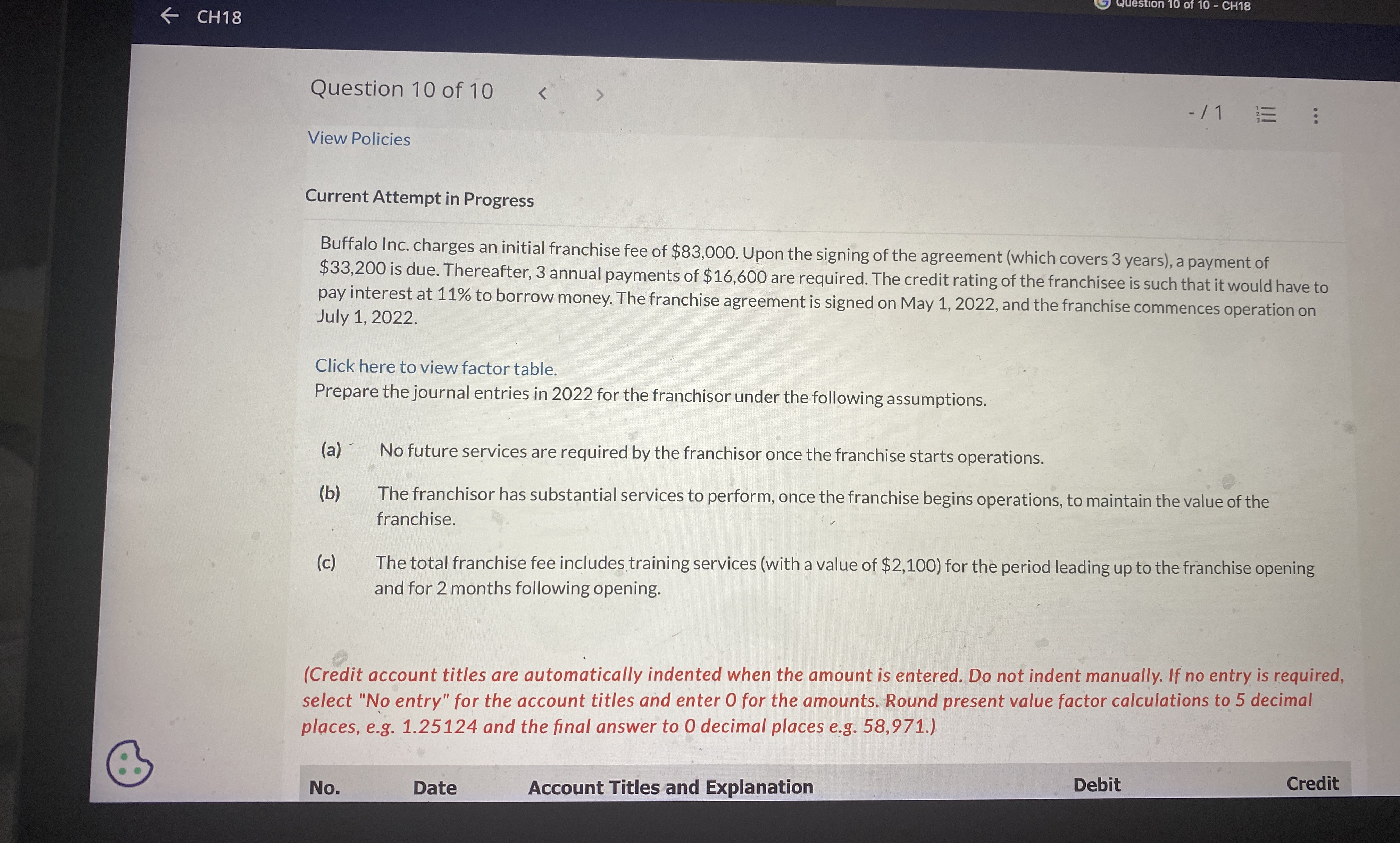 CH 1 8 Question 1 0 of 1 0 View Policies Current