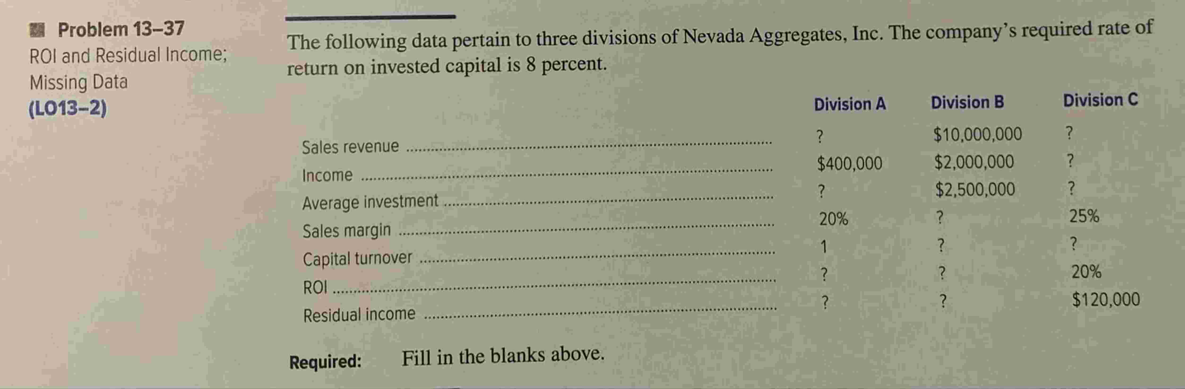 Problem 1 3 - 3 7 Required: Fill in the blanks