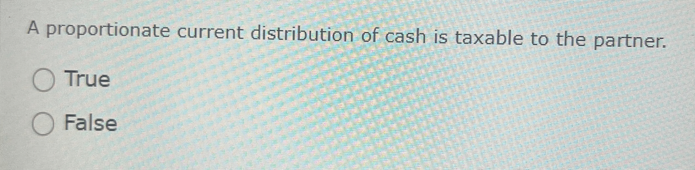 A proportionate current distribution of cash is