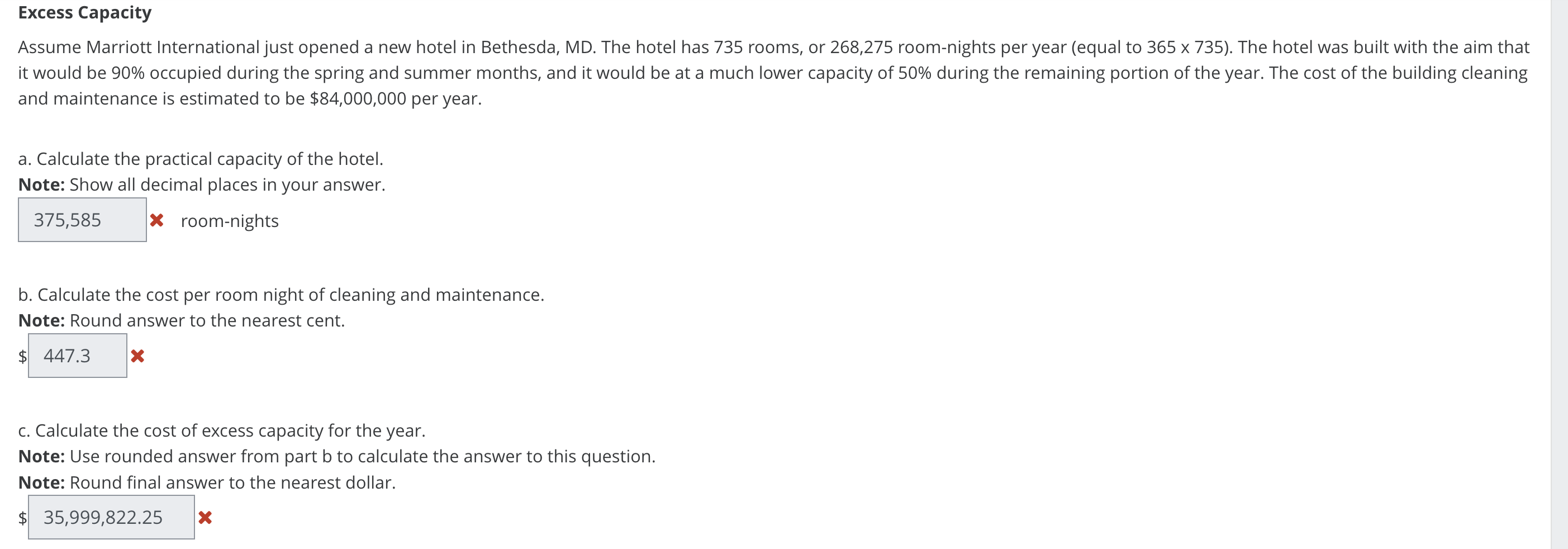 Excess Capacity Assume Marriott International