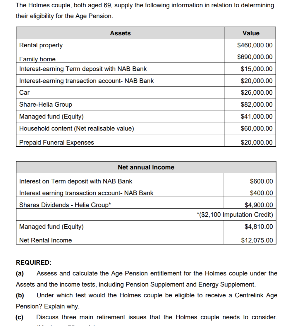 The Holmes couple, both aged 69, supply the