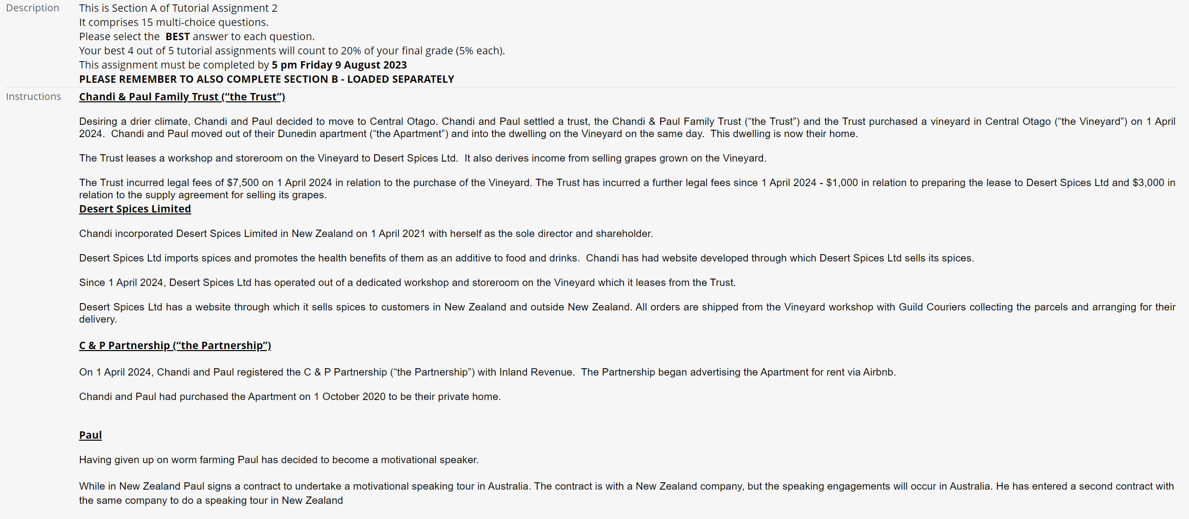 Description Instructions This is Section A of