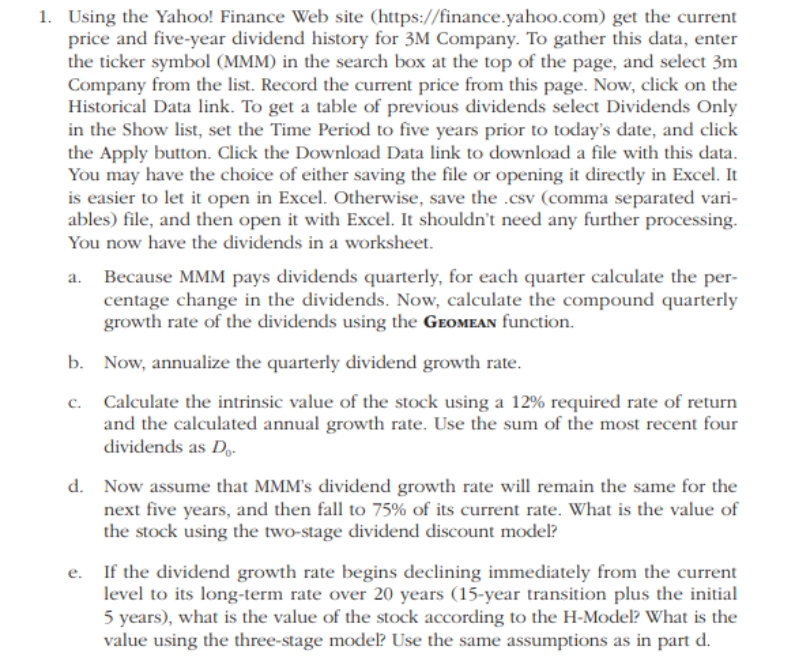 1. Using the Yahoo! Finance Web site