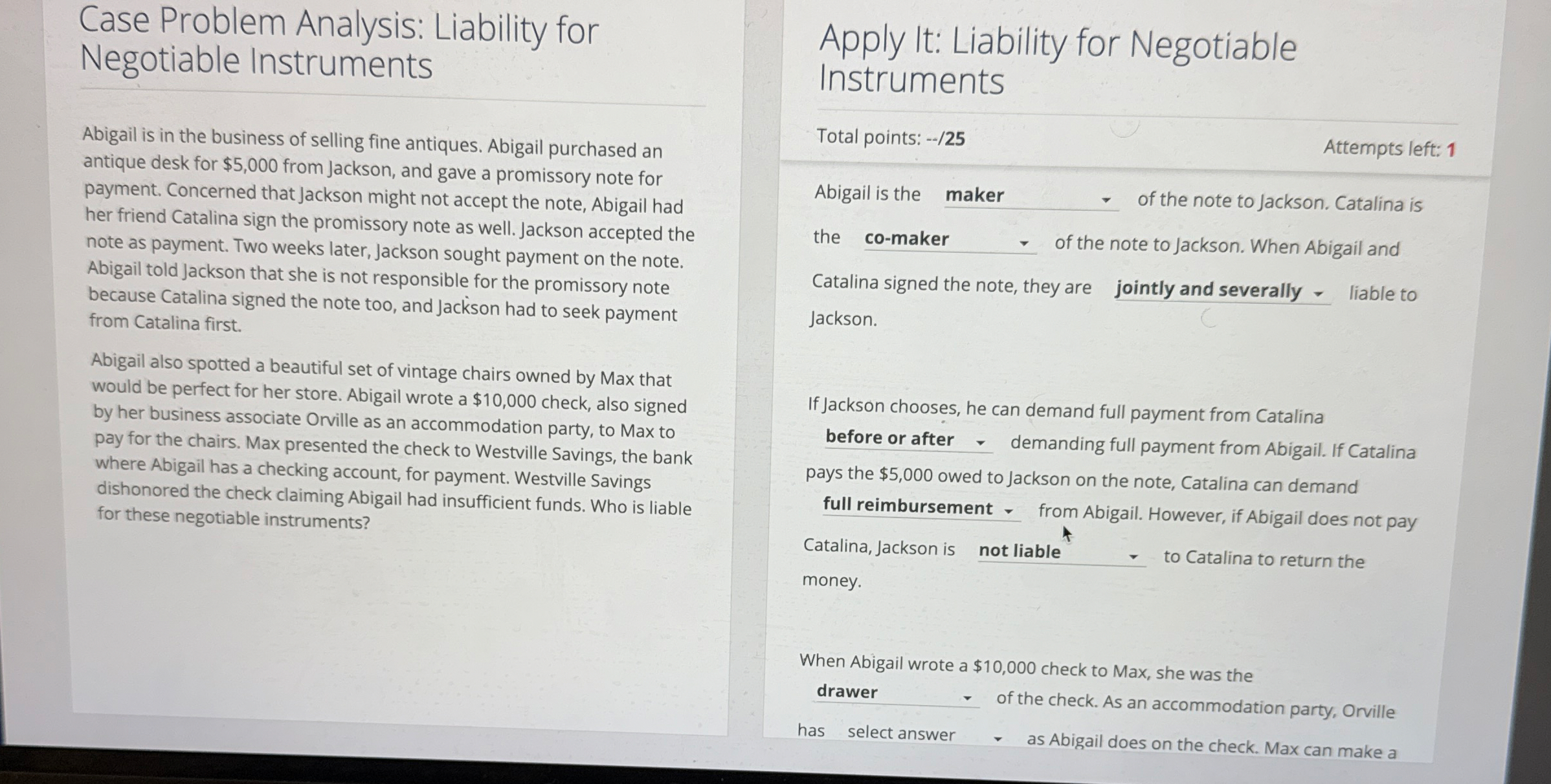 Case Problem Analysis: Liability for Negotiable