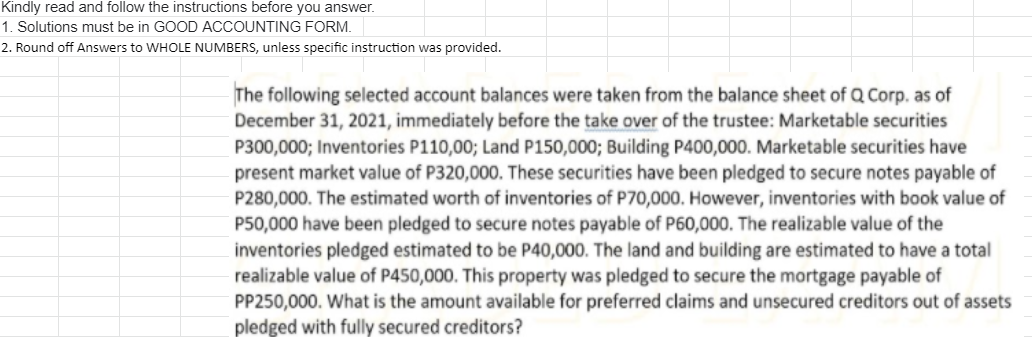 PROBLEM 1 Kindly read and follow the instructions