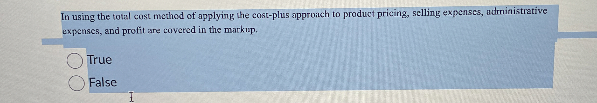 In using the total cost method of applying the
