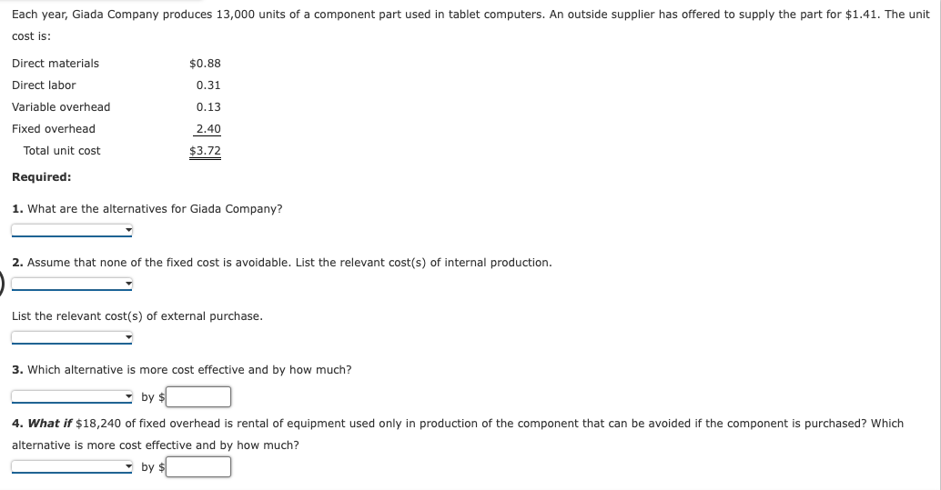 Each year, Giada Company produces 13,000 units of