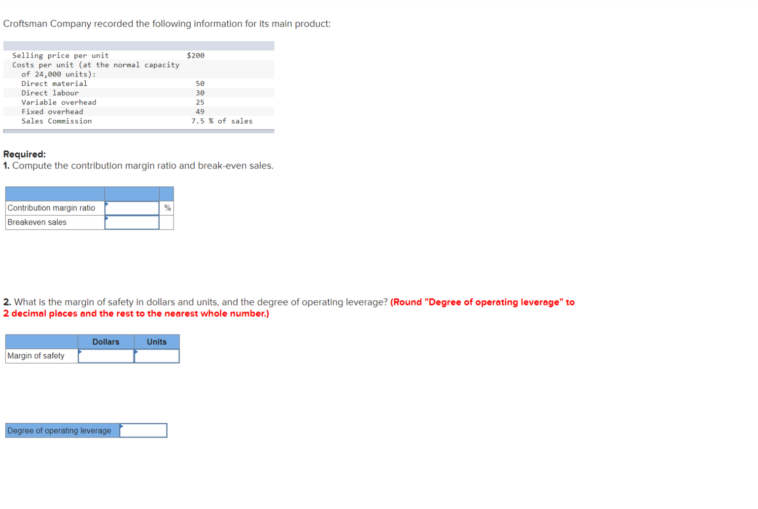 Croftsman Company recorded the following