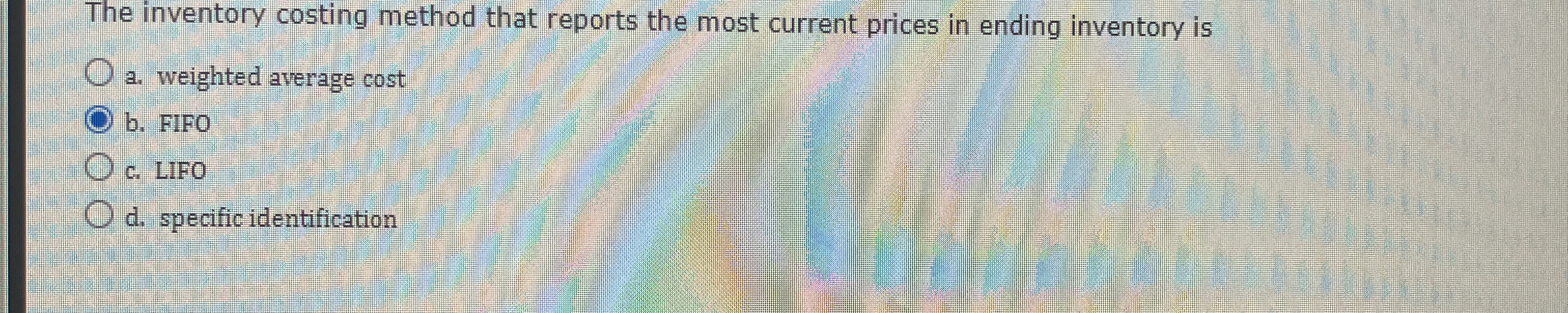 The inventory costing method that reports the