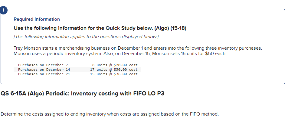 ! Required information Use the following