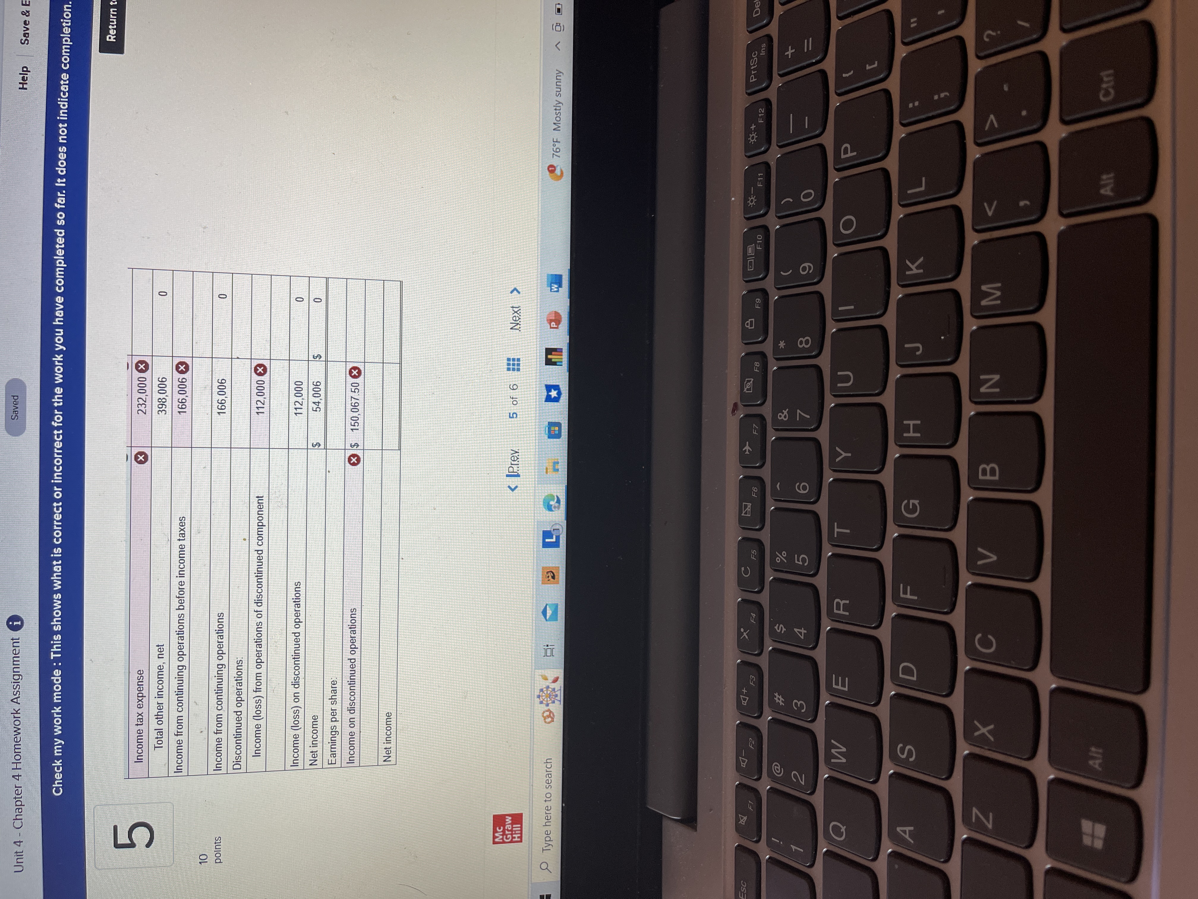 A Content x M Question 5 - Unit 4 - Chapter 4 H X