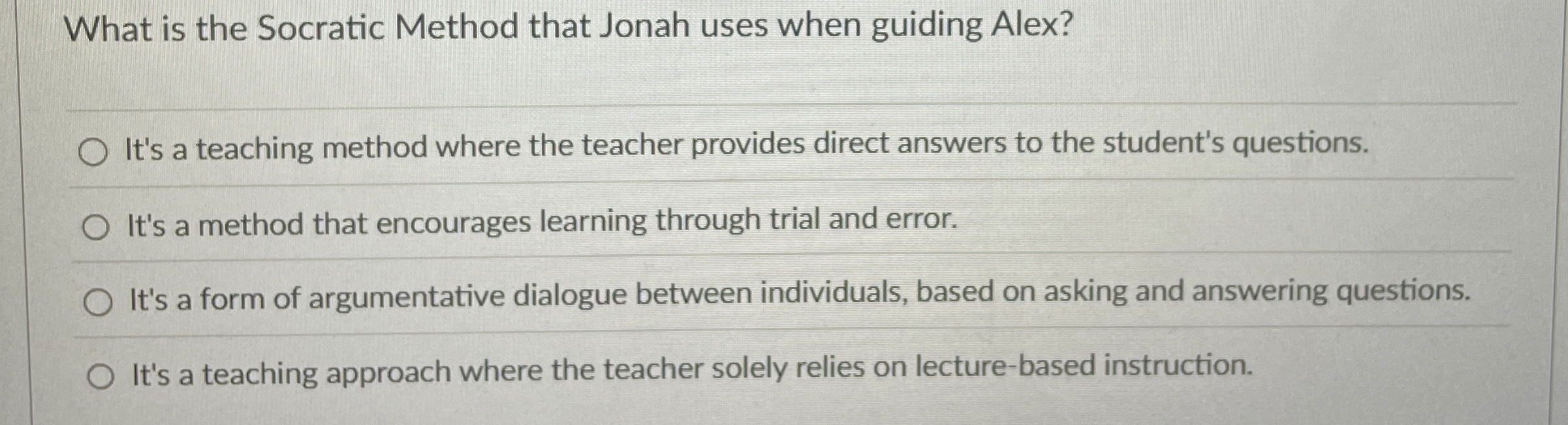 What is the Socratic Method that Jonah uses when