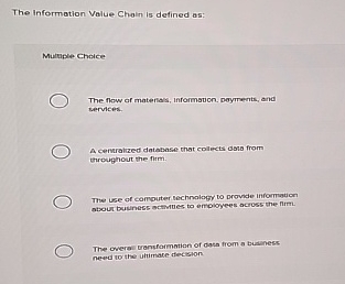 The Information Value Choin is defined as: