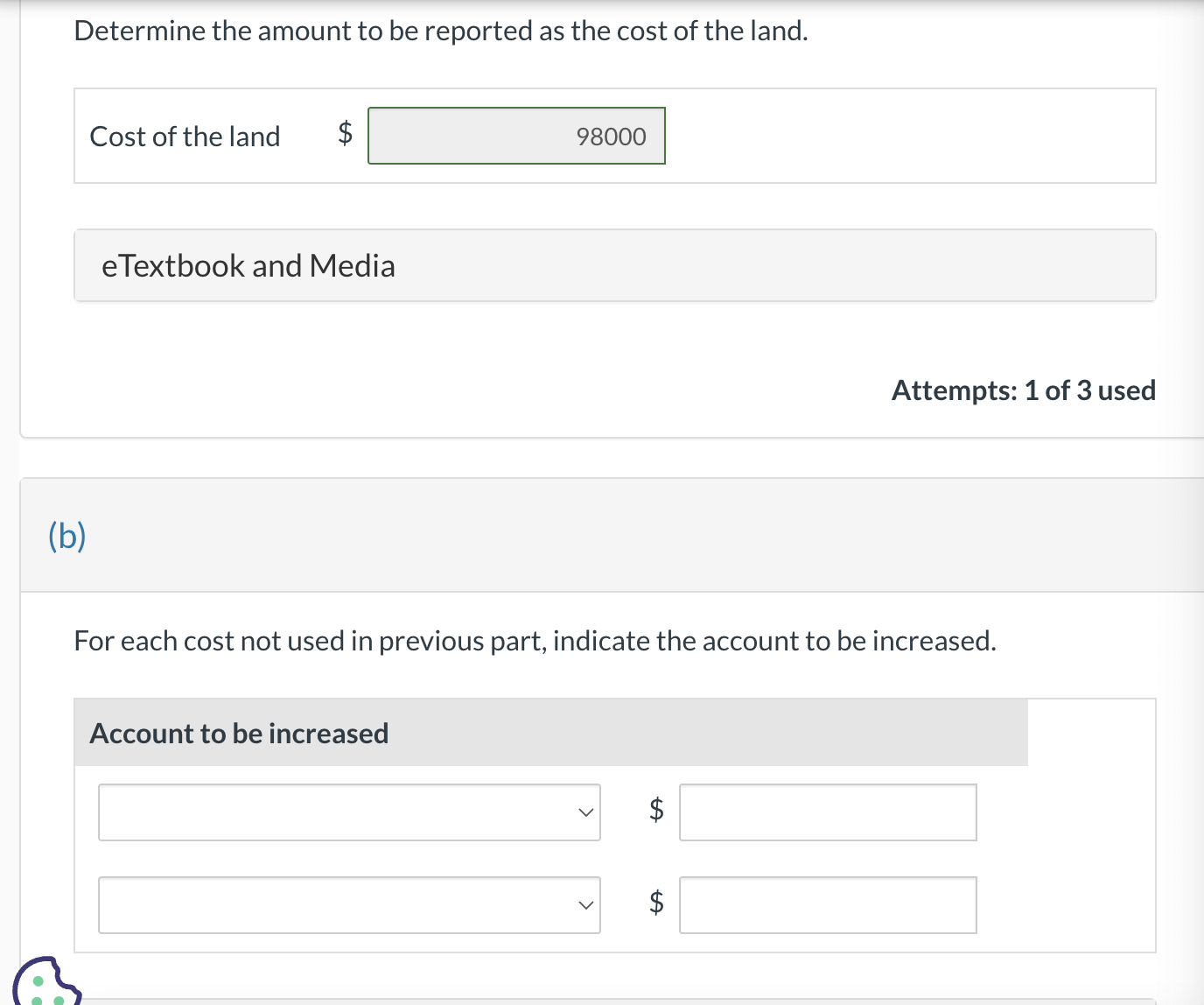 Determine the amount to be reported as the cost