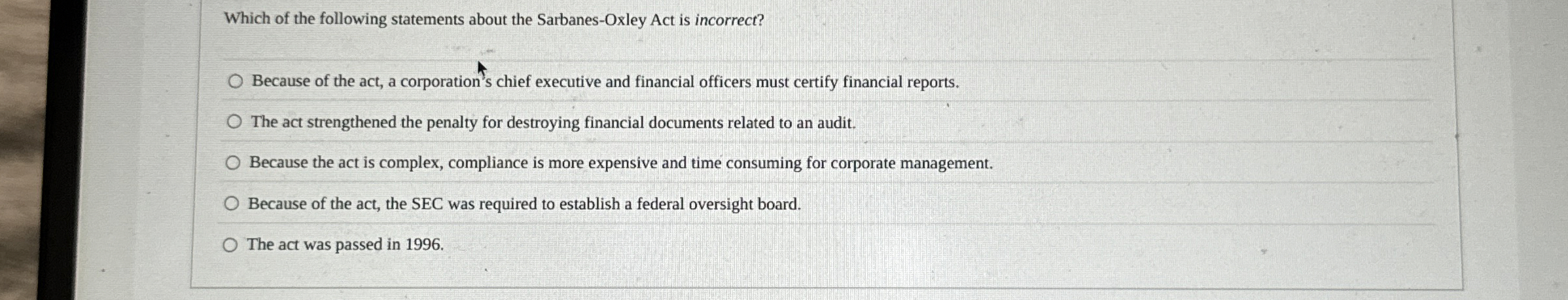 Which of the following statements about the