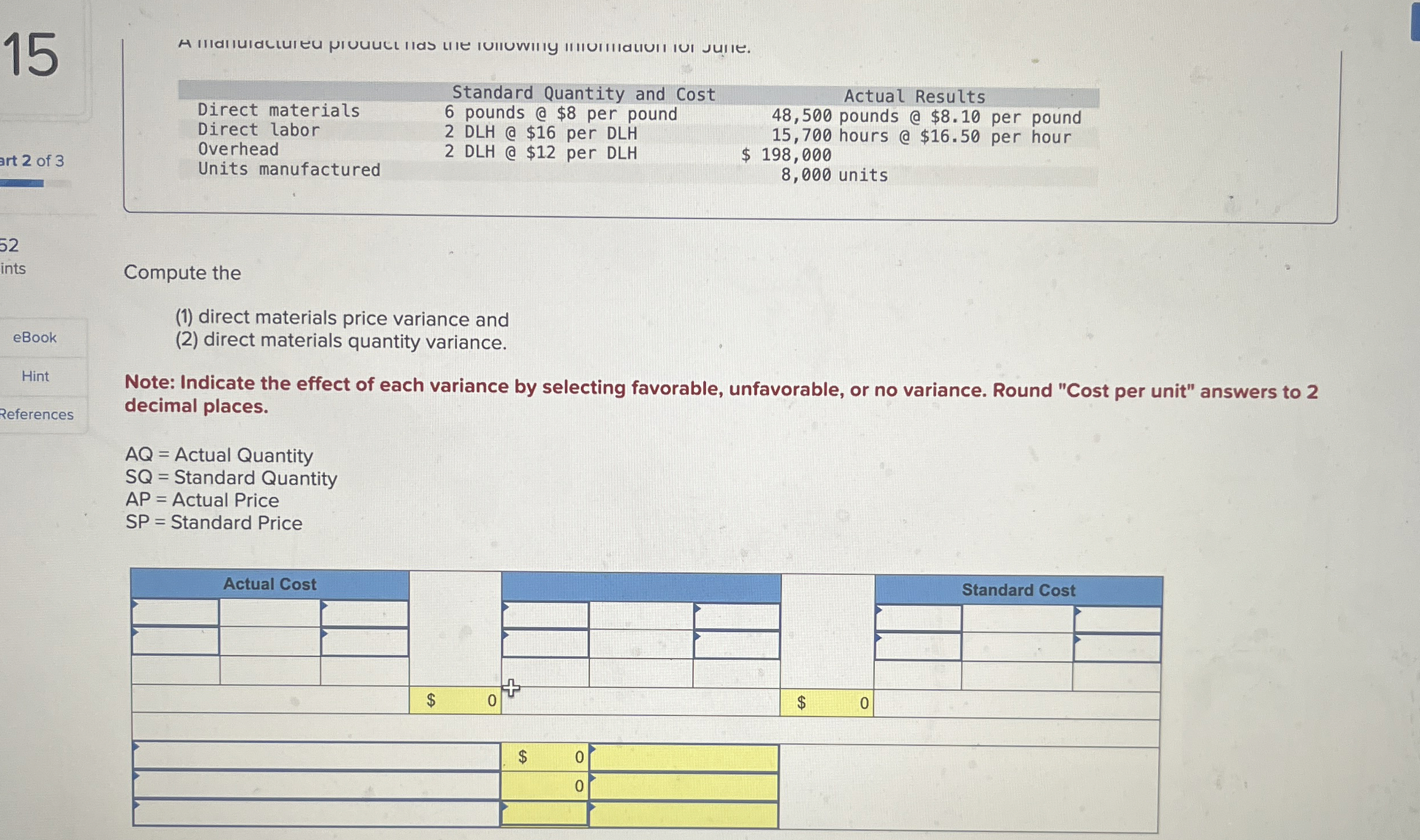 1 5 \ table [ [ , Standard Quantity and