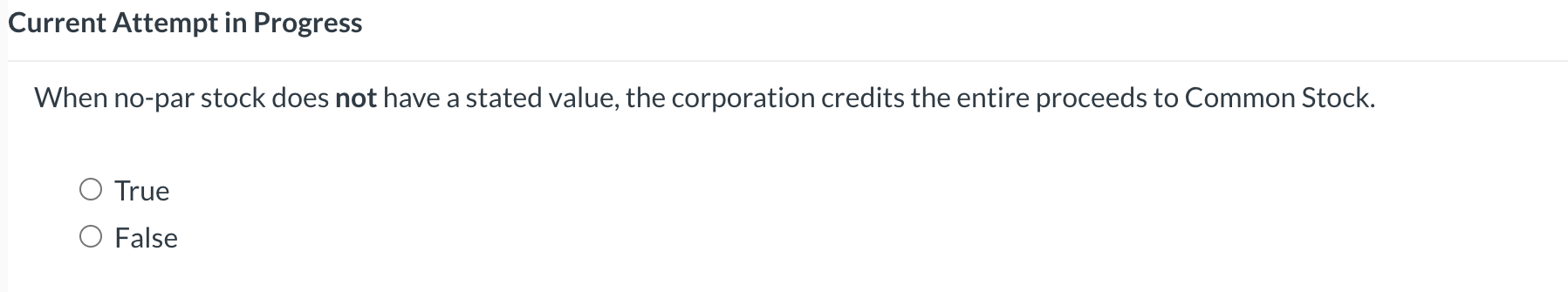 Current Attempt in Progress When no - par stock