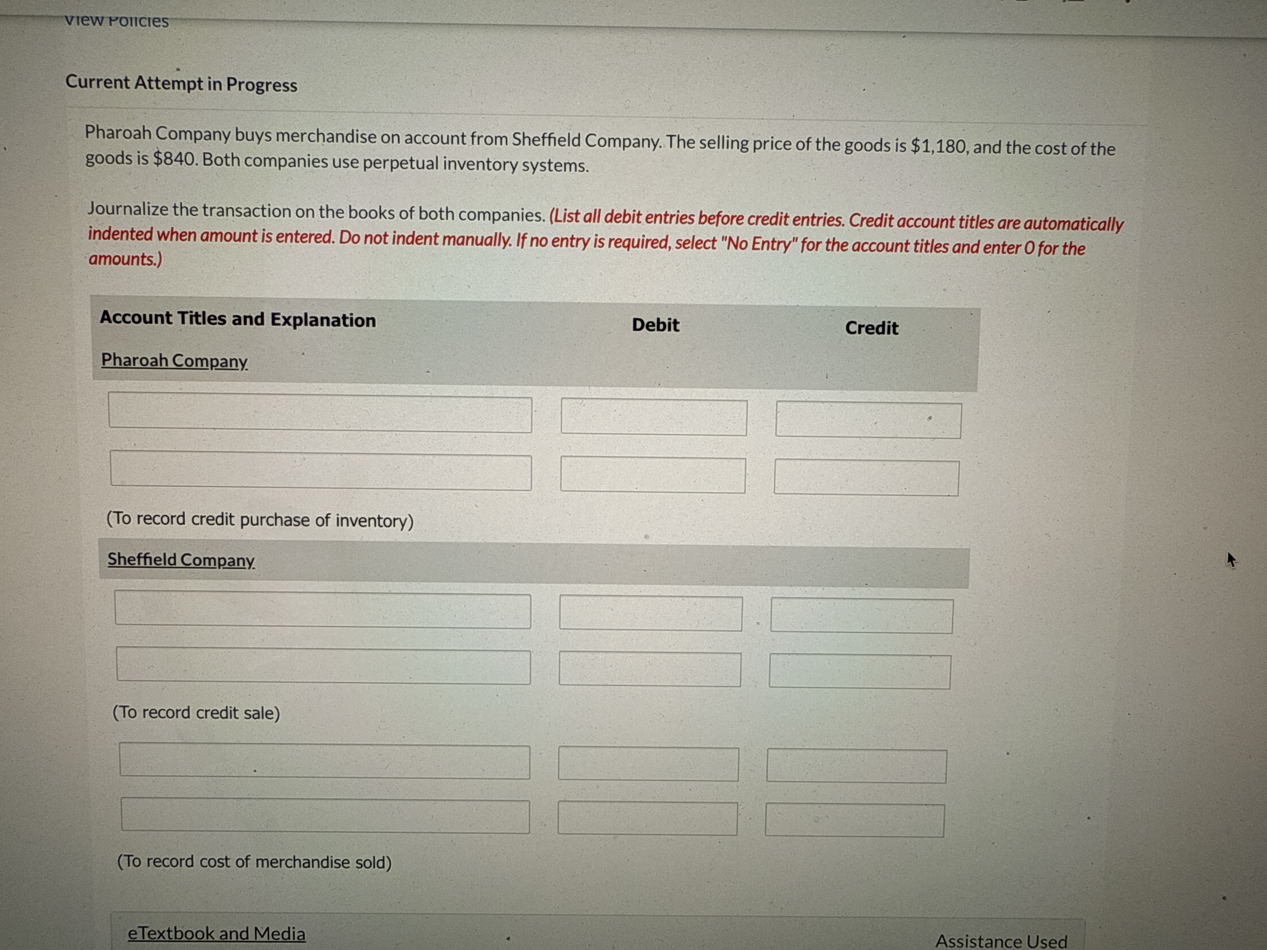 Current Attempt in Progress Pharoah Company buys