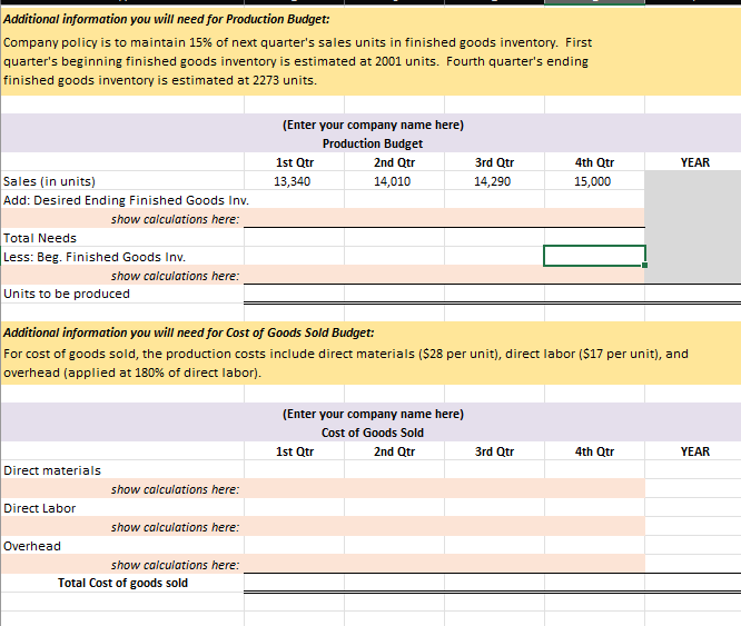 Additional information you will need for