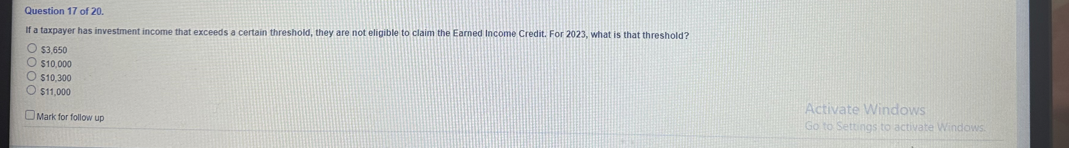 Question 1 7 of 2 0 . If a taxpayer has