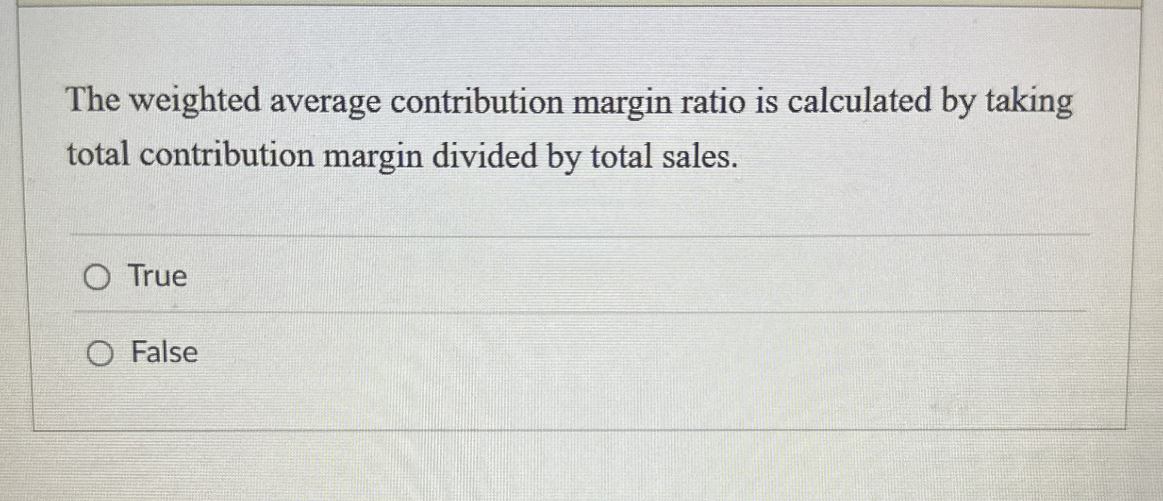 The weighted average contribution margin ratio is