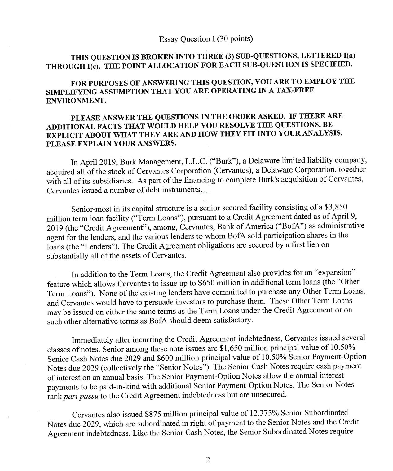 Essay Question I (30 points) TI-HS QUESTION IS