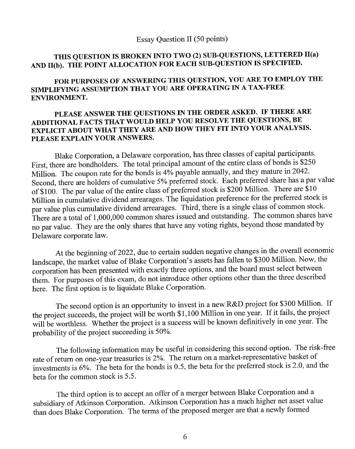 Essay Question I (30 points) TI-HS QUESTION IS