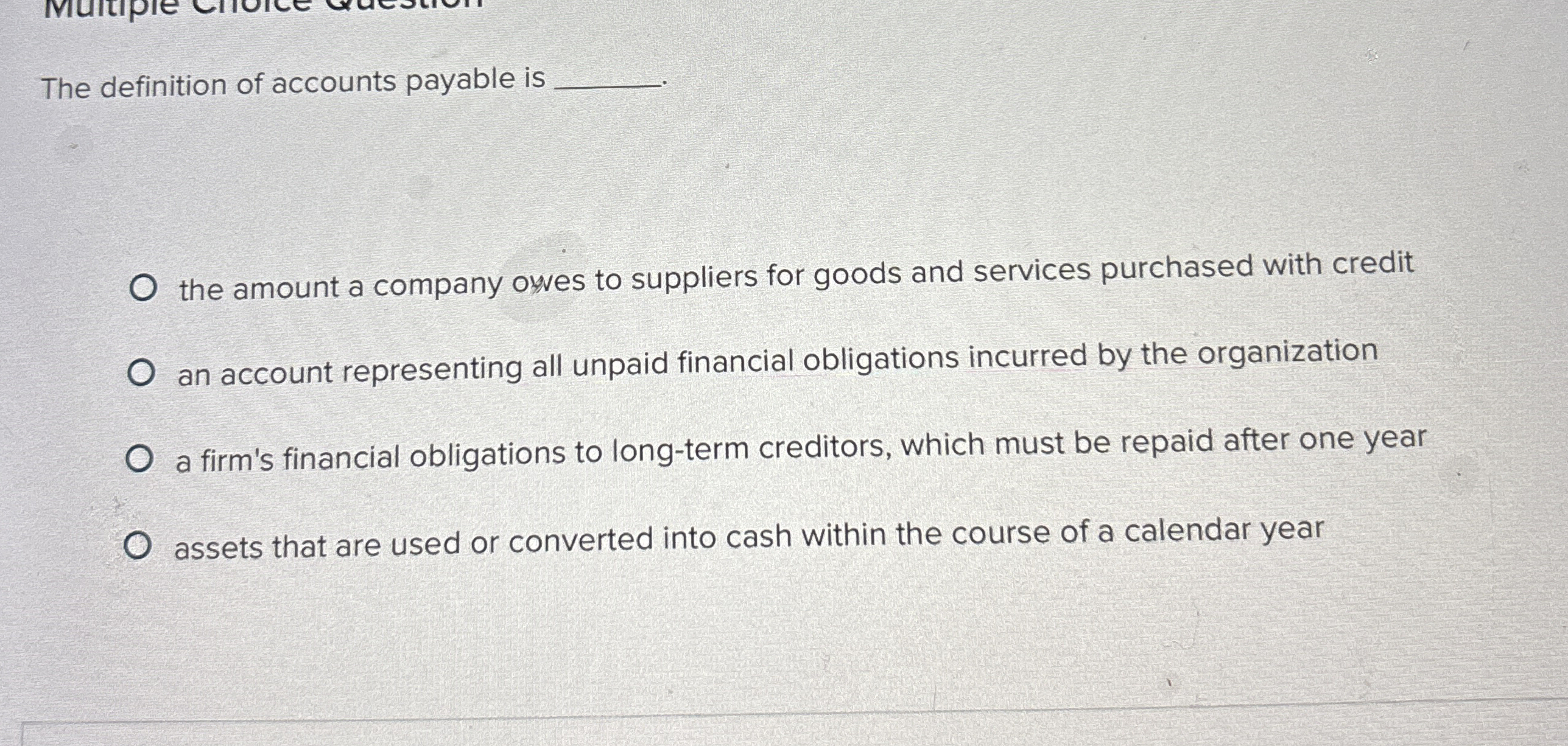 The definition of accounts payable is the amount