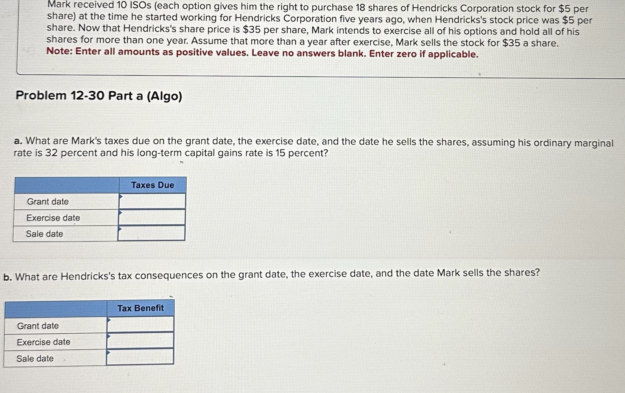 Mark received 1 0 ISOs ( each option gives him