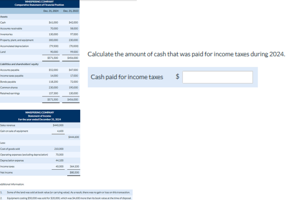 Calculate the amount o f cash that was paid for