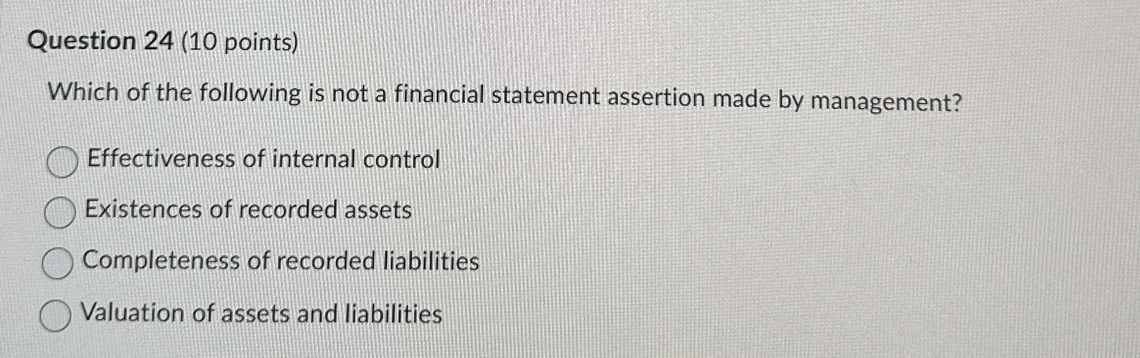 Question 2 4 ( 1 0 points ) Which of the