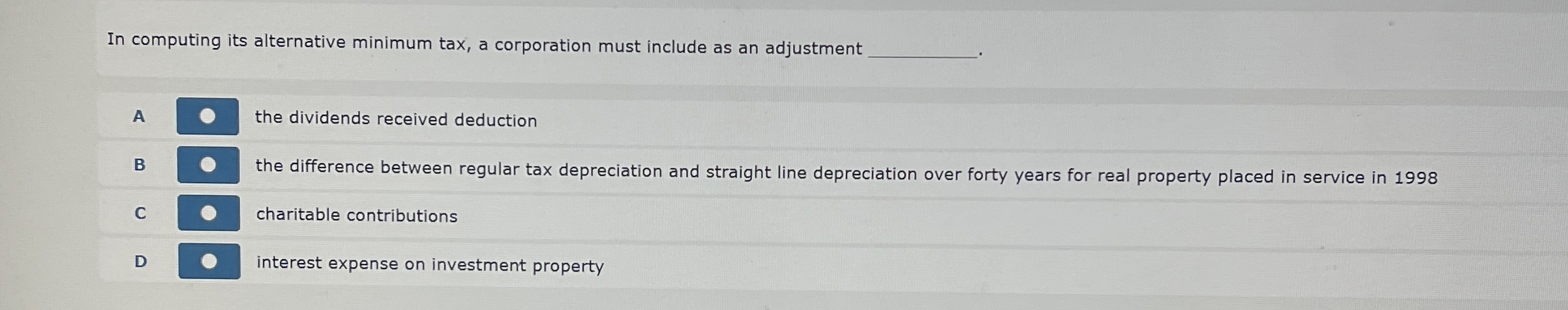 In computing its alternative minimum tax, a