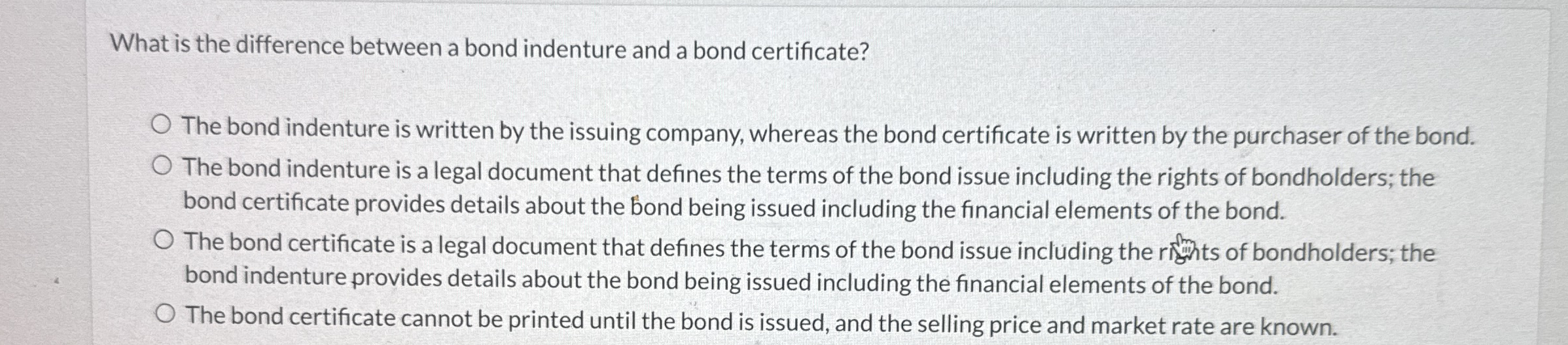 What is the difference between a bond indenture