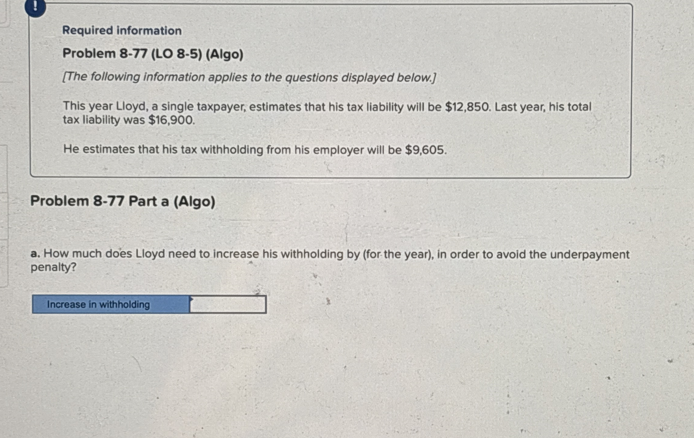 ! Required information Problem 8 - 7 7 ( LO 8 - 5
