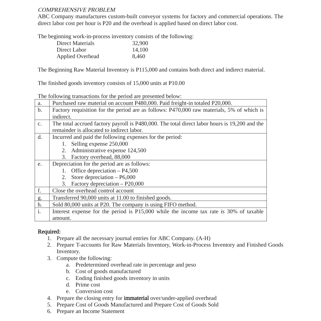 Subject: Cost Accounting Please help us answer