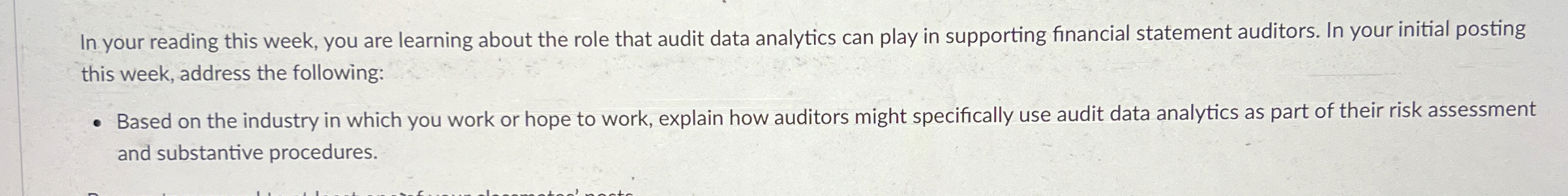 In your reading this week, you are learning about