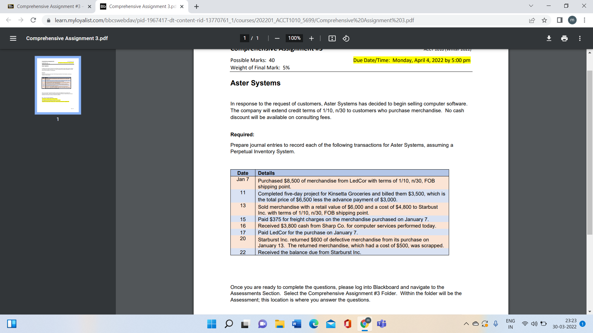 Bb Comprehensive Assignment #3 - x Bb