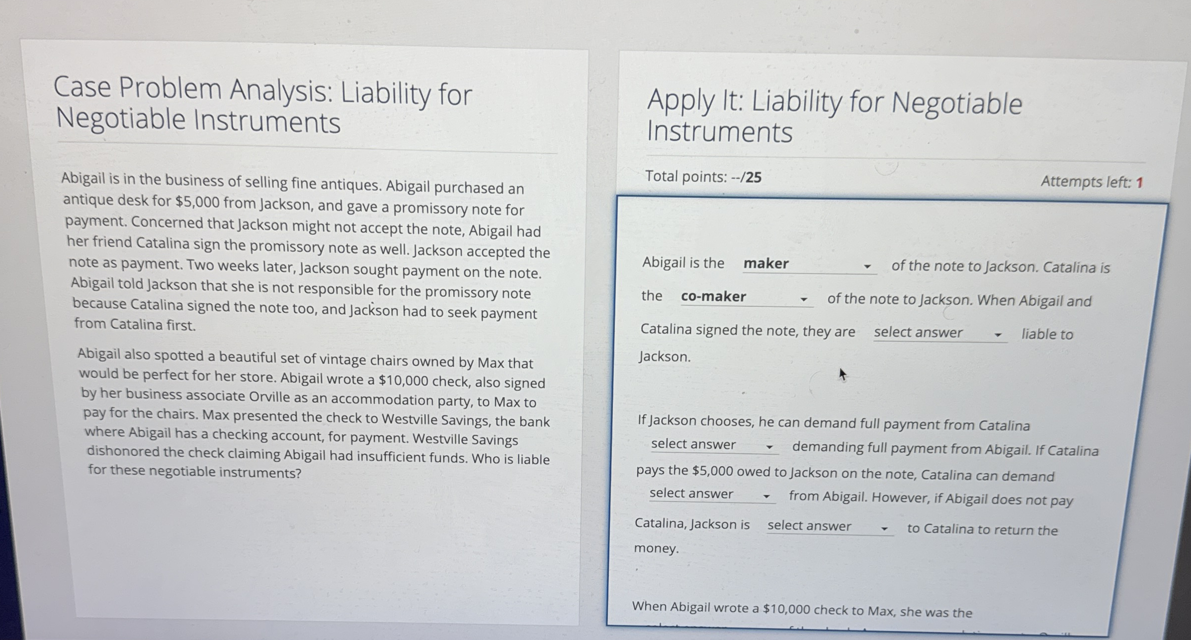 Case Problem Analysis: Liability for Negotiable
