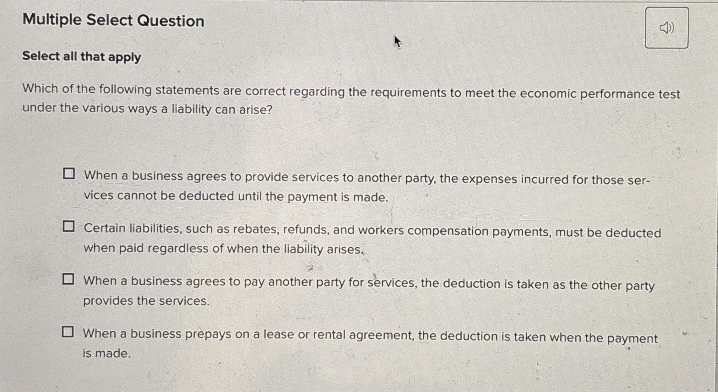 Multiple Select Question Select all that apply