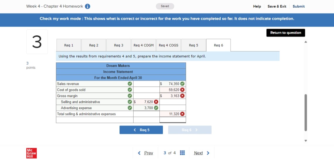 Week 4 - Chapter 4 Homework i Saved Help Save &