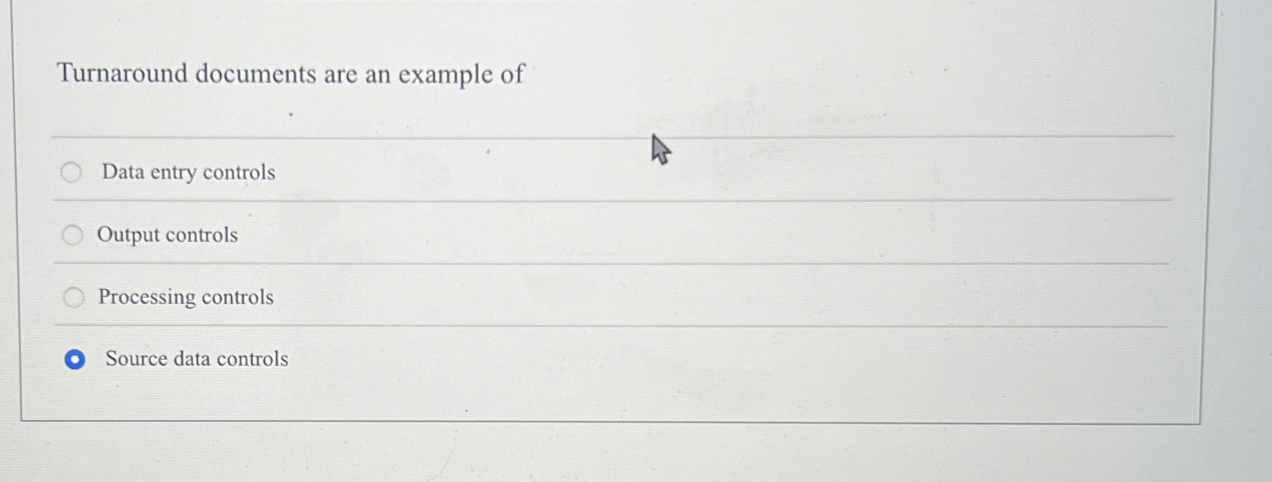 Turnaround documents are an example of Data entry