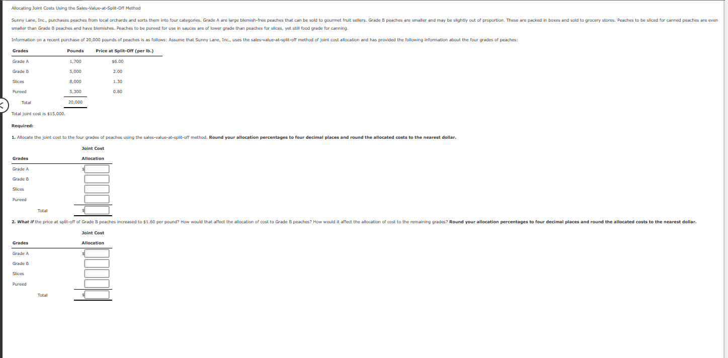 Allocating Joint Costs Using the