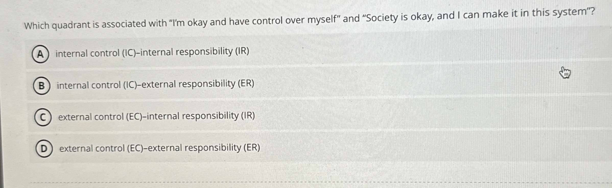 Which quadrant is associated with 