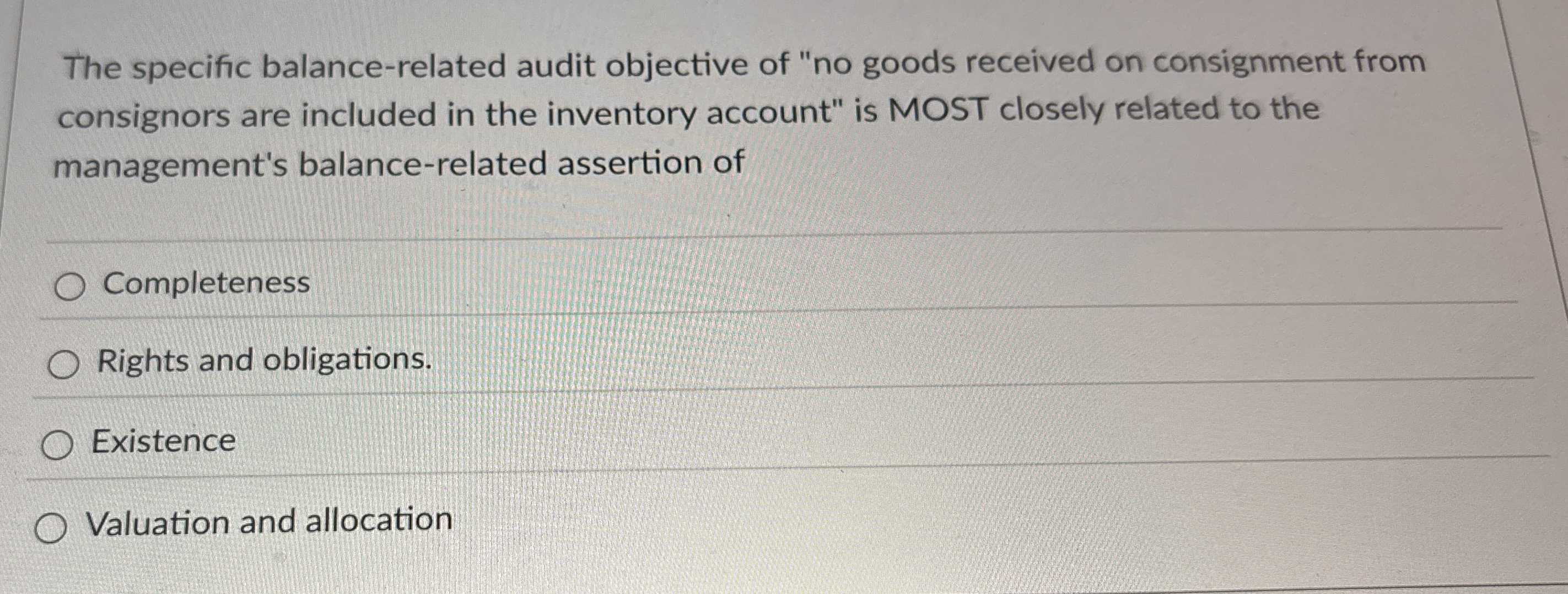 The specific balance - related audit objective of