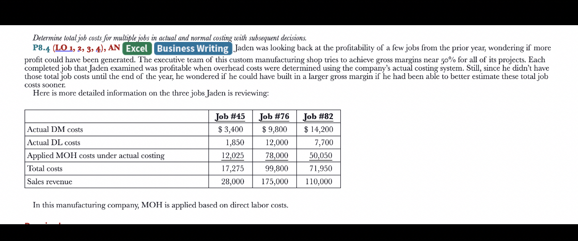 Determine tolal job costs for multiple jobs in