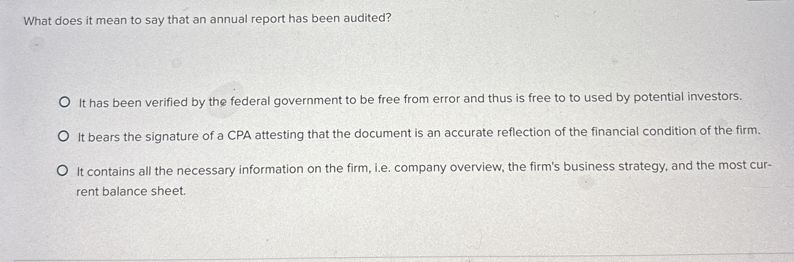 What does it mean to say that an annual report