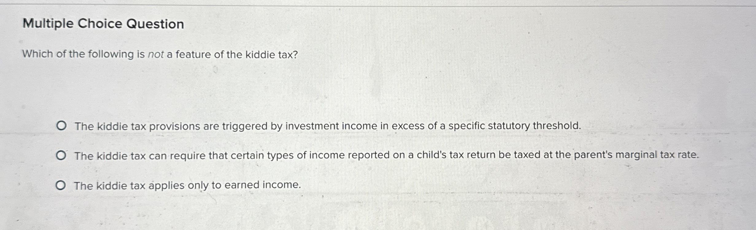 Multiple Choice Question Which of the following